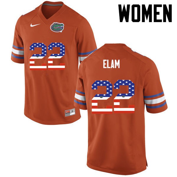 Florida Gators Women #22 Matt Elam College Football Jersey USA Flag Fashion Orange